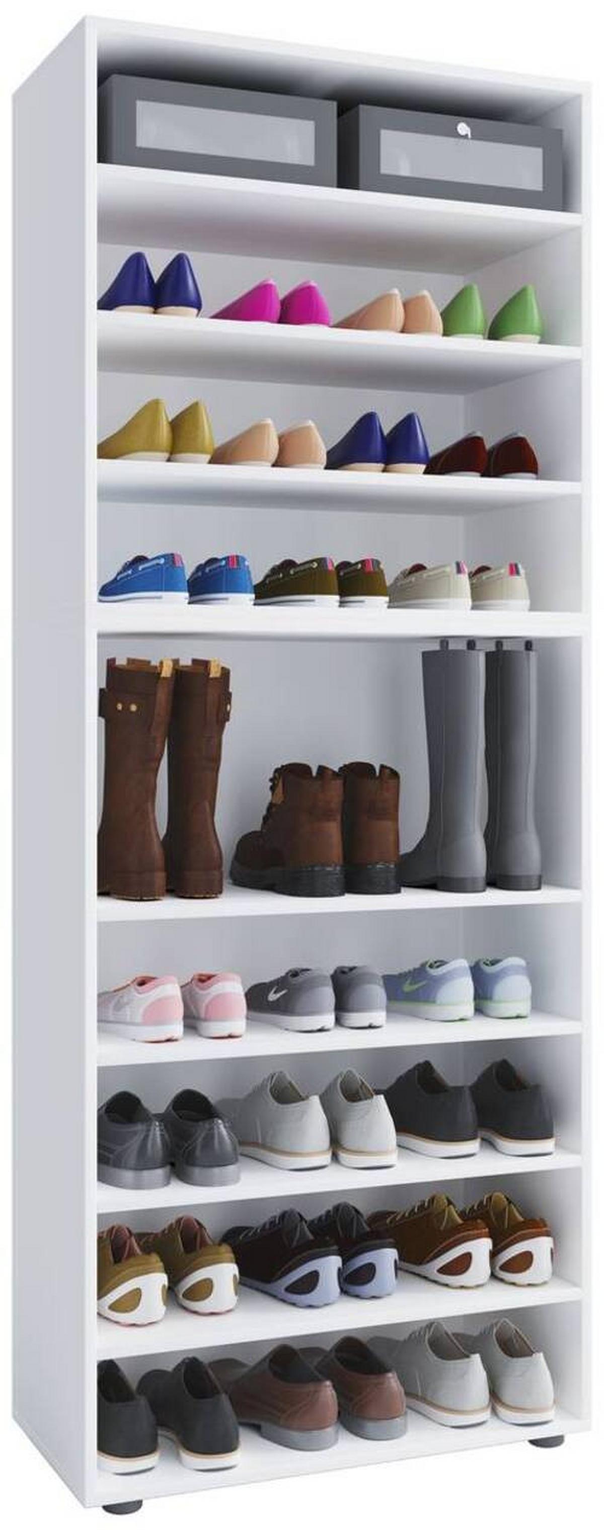 Schuhregal Lona XL ca.70x183x37cm Weiß - Schwarz/Weiß, KONVENTIONELL, Holzwerkstoff/Kunststoff (70/183/37cm) - MID.YOU