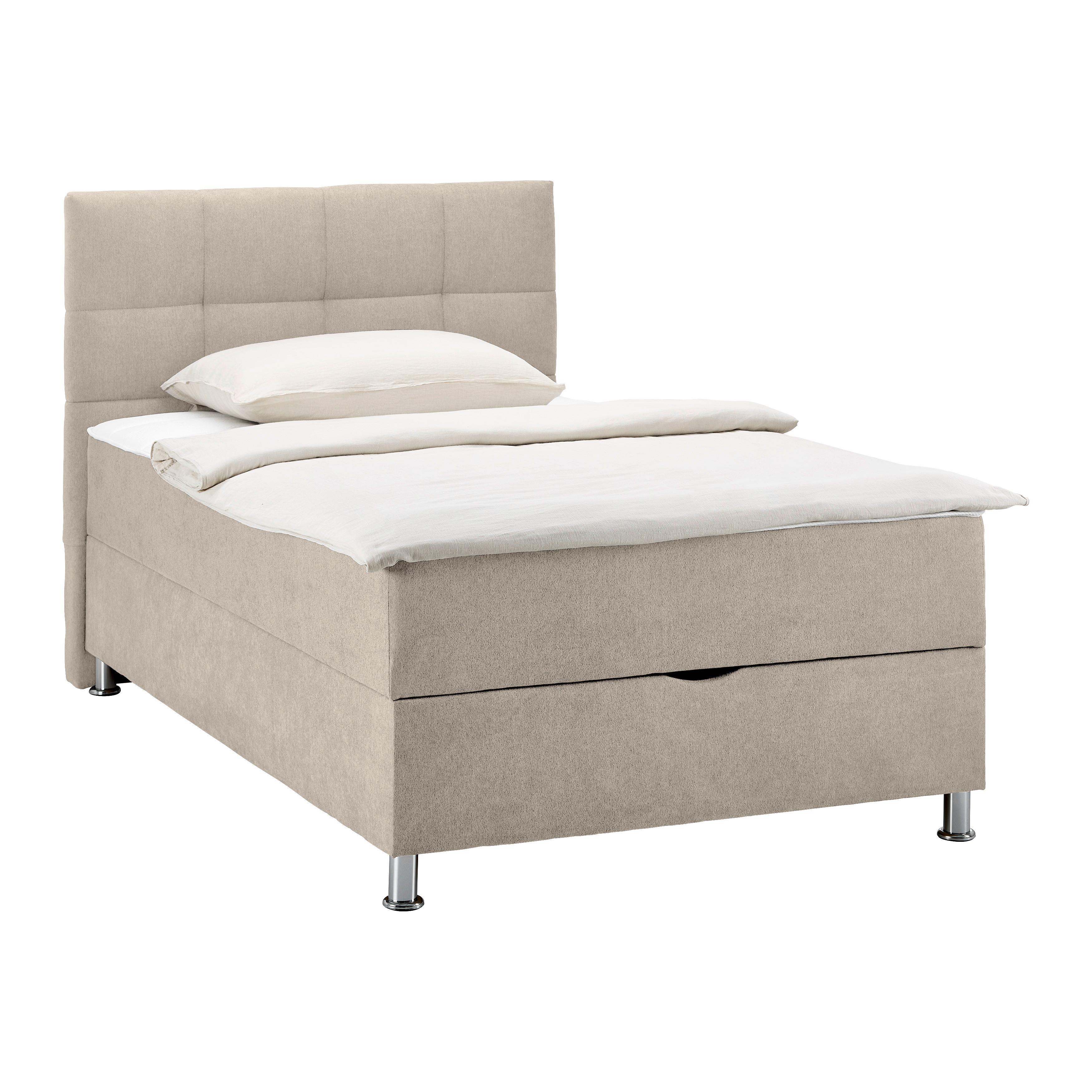 Boxbett Oviedo Beige ca. 140x200cm - Beige, KONVENTIONELL, Textil/Metall (140/200cm) - Based