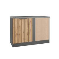 Eckunterschrank Liverpool Eiche/Graphitfarben - Schieferfarben/Eiche Wotan, Basics, Holzwerkstoff/Metall (120/86/60cm) - Held