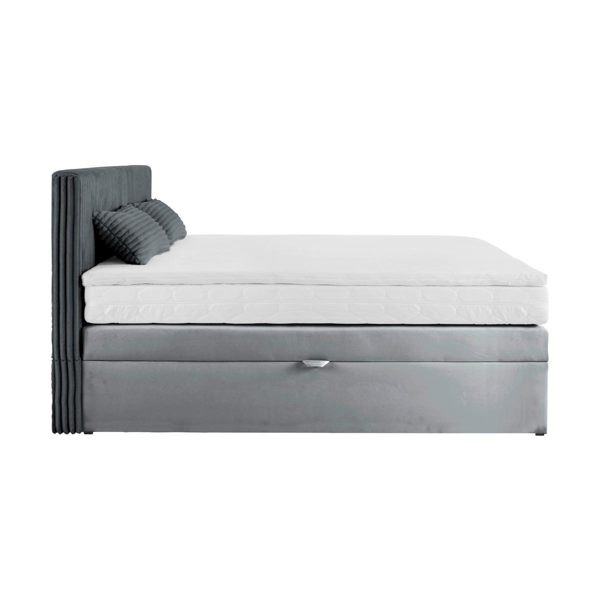 Boxspringbett Rossa in Dunkelgrau ca. 180x200cm - Dunkelgrau/Schwarz, KONVENTIONELL, Holzwerkstoff/Kunststoff (180/200cm) - Mömax