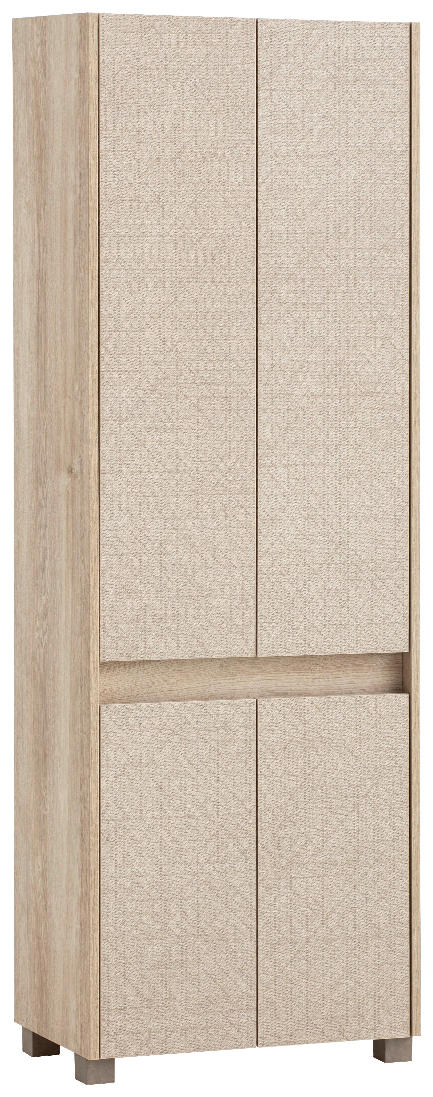 Hochschrank Sander Eiche/Beige - Beige/Schwarz, MODERN, Holzwerkstoff/Kunststoff (56,9/164,5/33cm) - MID.YOU