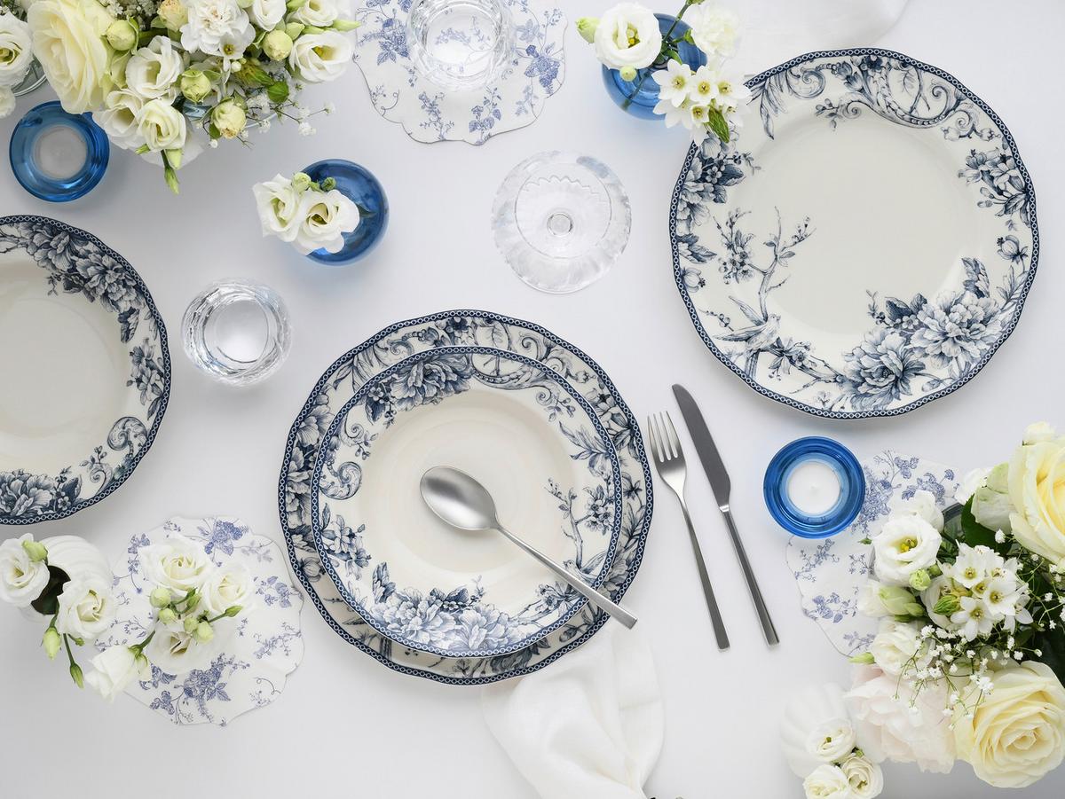 Serviciu de masă Adelaide 8/1 - albastru/alb, Basics, ceramică - Creatable
