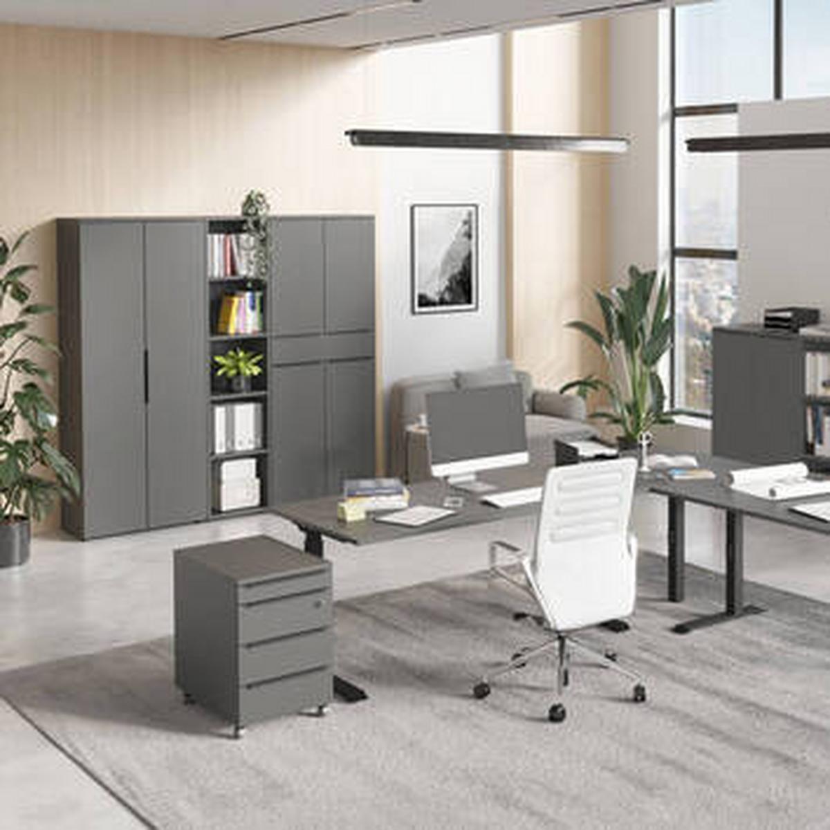 Aktenschrank Ribera in Graphitfarben - Graphitfarben, MODERN, Holzwerkstoff (81/197/40cm) - Premium Living