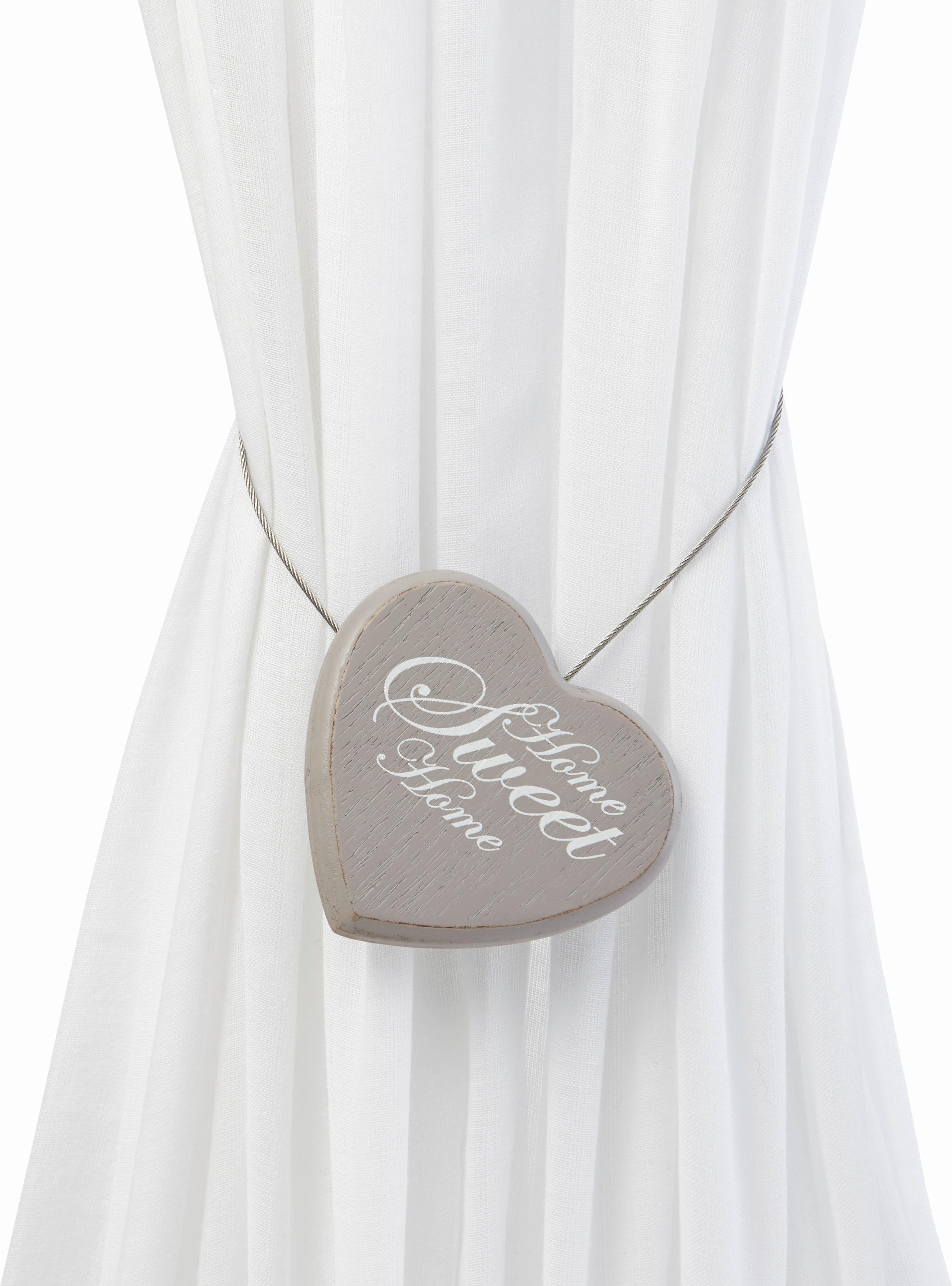 Függönyelkötő Sweet Home - taupe/fehér, Romantik / Landhaus, fa/fém (8cm) - Modern Living