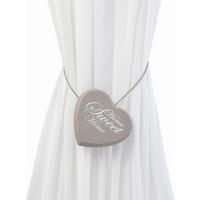 Függönyelkötő Sweet Home - taupe/fehér, Romantik / Landhaus, fa/fém (8cm) - Modern Living