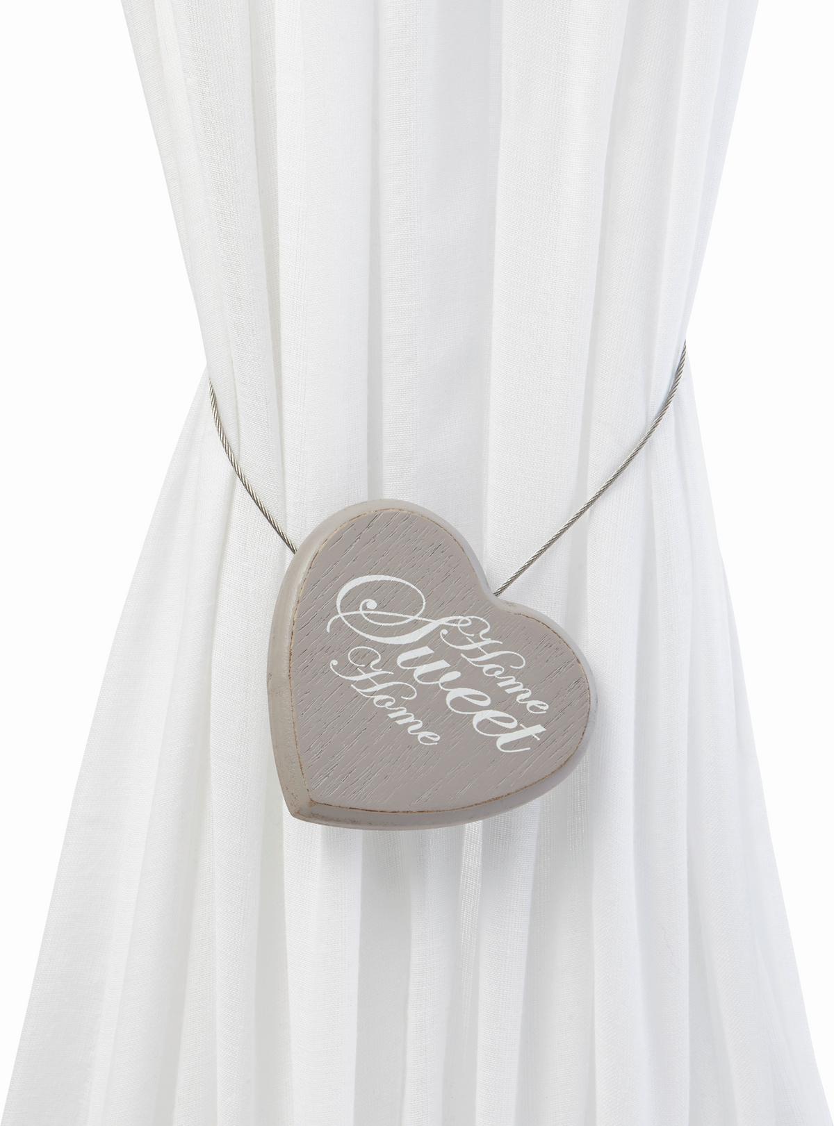 Függönyelkötő Sweet Home - taupe/fehér, Romantik / Landhaus, fa/fém (8cm) - Modern Living