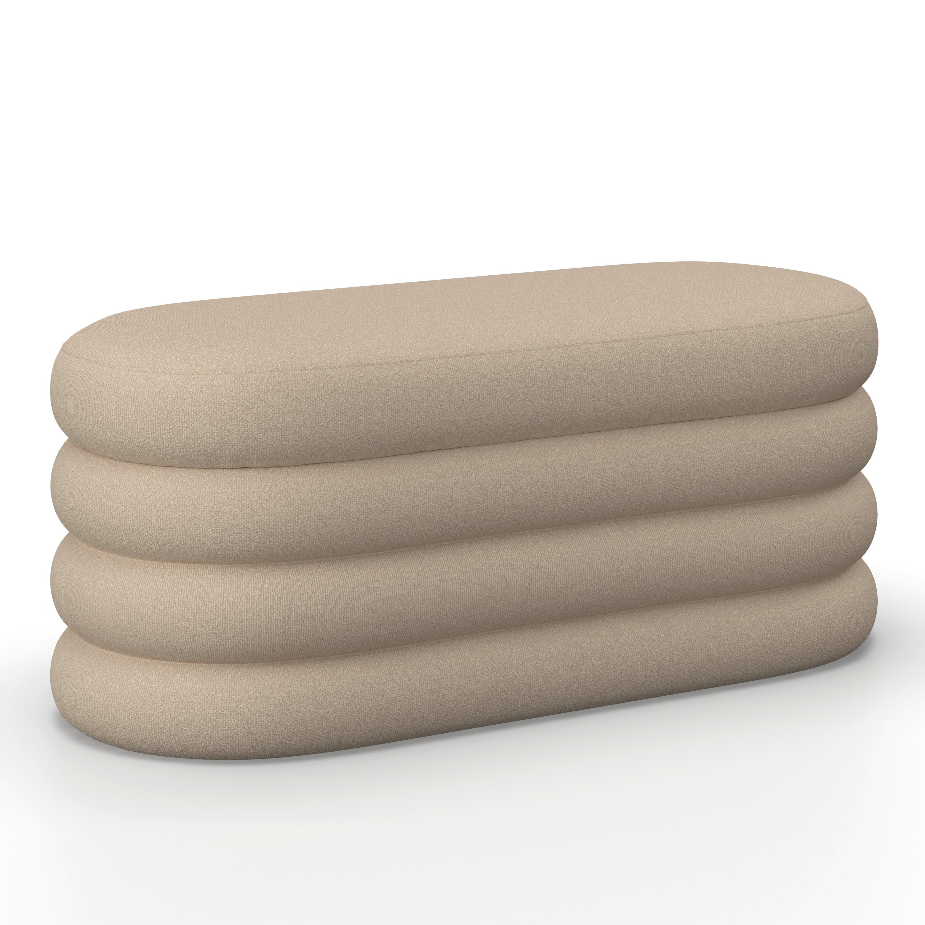 Bettbank Lorena Braun Boucle Gepolstert mit Stauraum - Braun, MODERN, Holz/Textil (110/47/45cm) - Bessagi Home