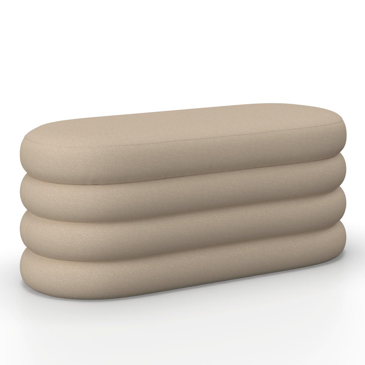 Hockerbank Lorena Braun Boucle Gepolstert mit Stauraum - Braun, MODERN, Holz/Textil (110/47/45cm) - Bessagi Home
