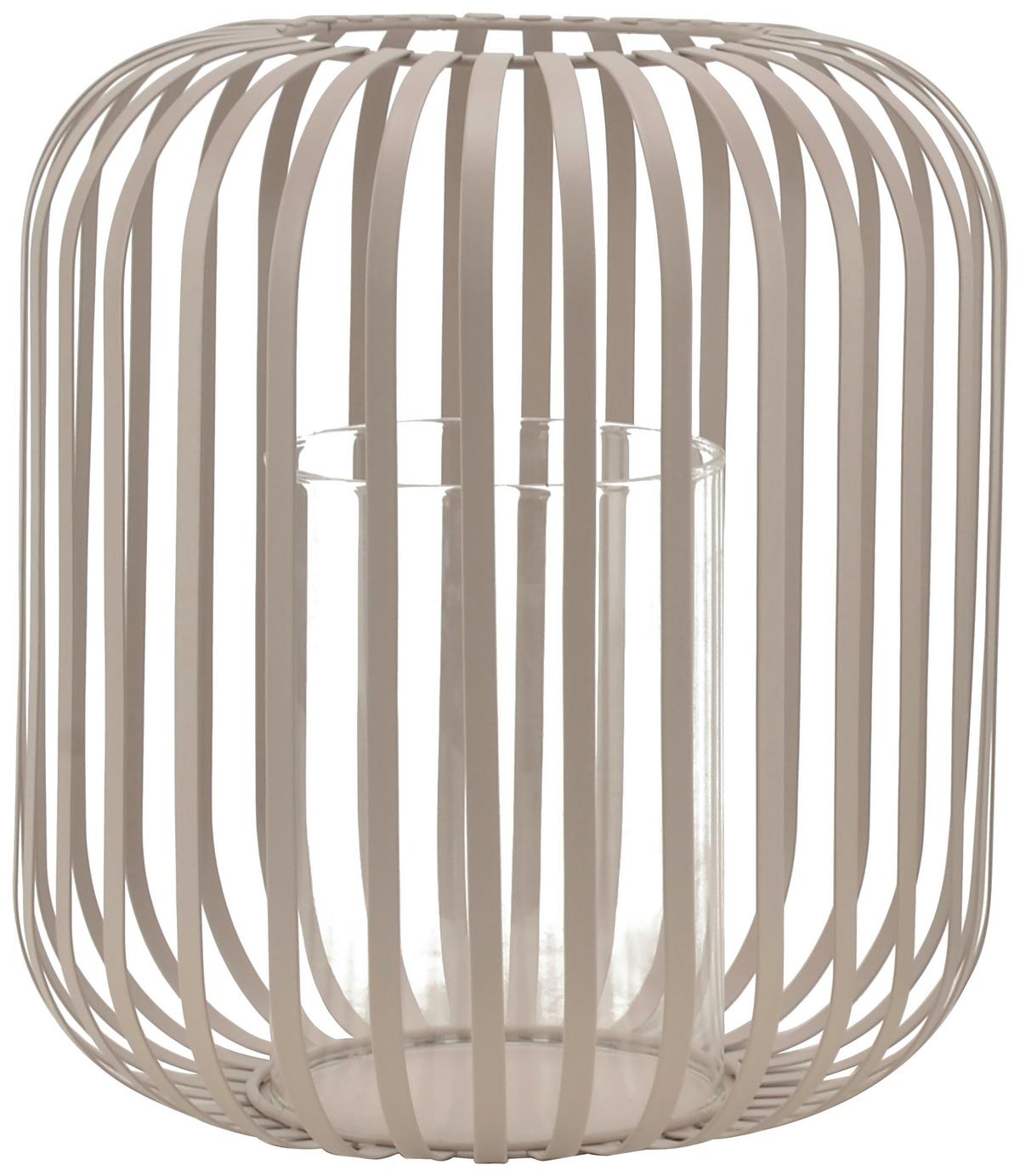 Suport de lumânare antivânt Jana - bej, Modern, sticlă/metal (23,5/26cm) - Mömax