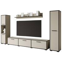 Wohnwand 4 tlg. Bogota XL Kaschmir/Graphitfarben - Kaschmir/Schwarz, Basics, Holzwerkstoff/Kunststoff (240/130/31cm) - P & B