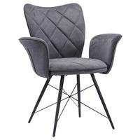 KRZESŁO Z PODŁOKIETNIKAMI CHRISTOPHER   -HOM IN- - czarny/szary, Design, metal/tkanina (72/89/62cm) - Hom`in