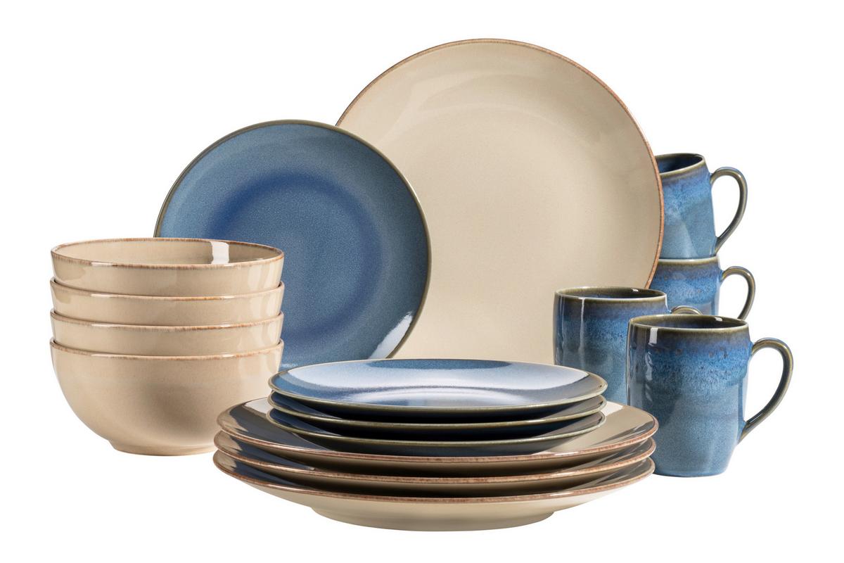KOMBISERVICE KOMBISERVICE, 931872 - Sandfarben/Hellblau, Basics, Keramik - Mäser
