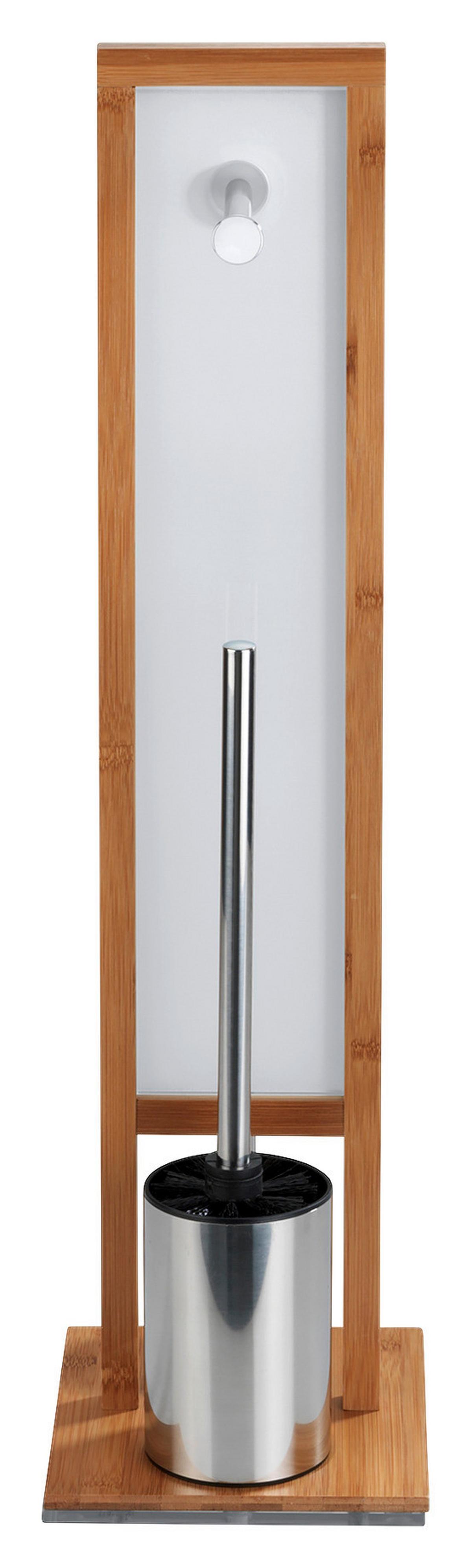 KOMPLET DO WC RIVALTA -SB- - biały/kolor chromowy, Basics, tworzywo sztuczne/drewno (23/70/18cm) - Wenko