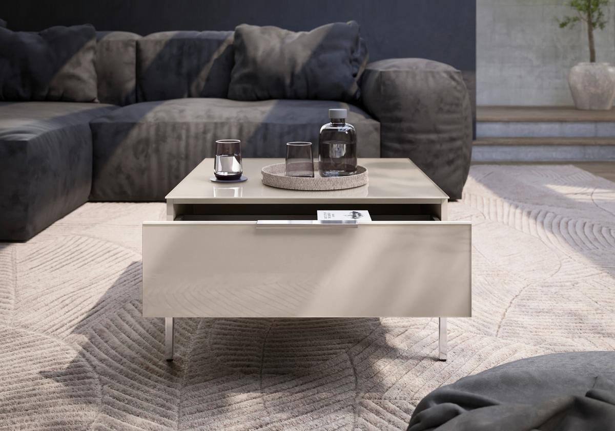 Couchtisch Siena - Chromfarben/Kaschmir, Modern, Glas/Holzwerkstoff (70/41/70cm) - Premium Living