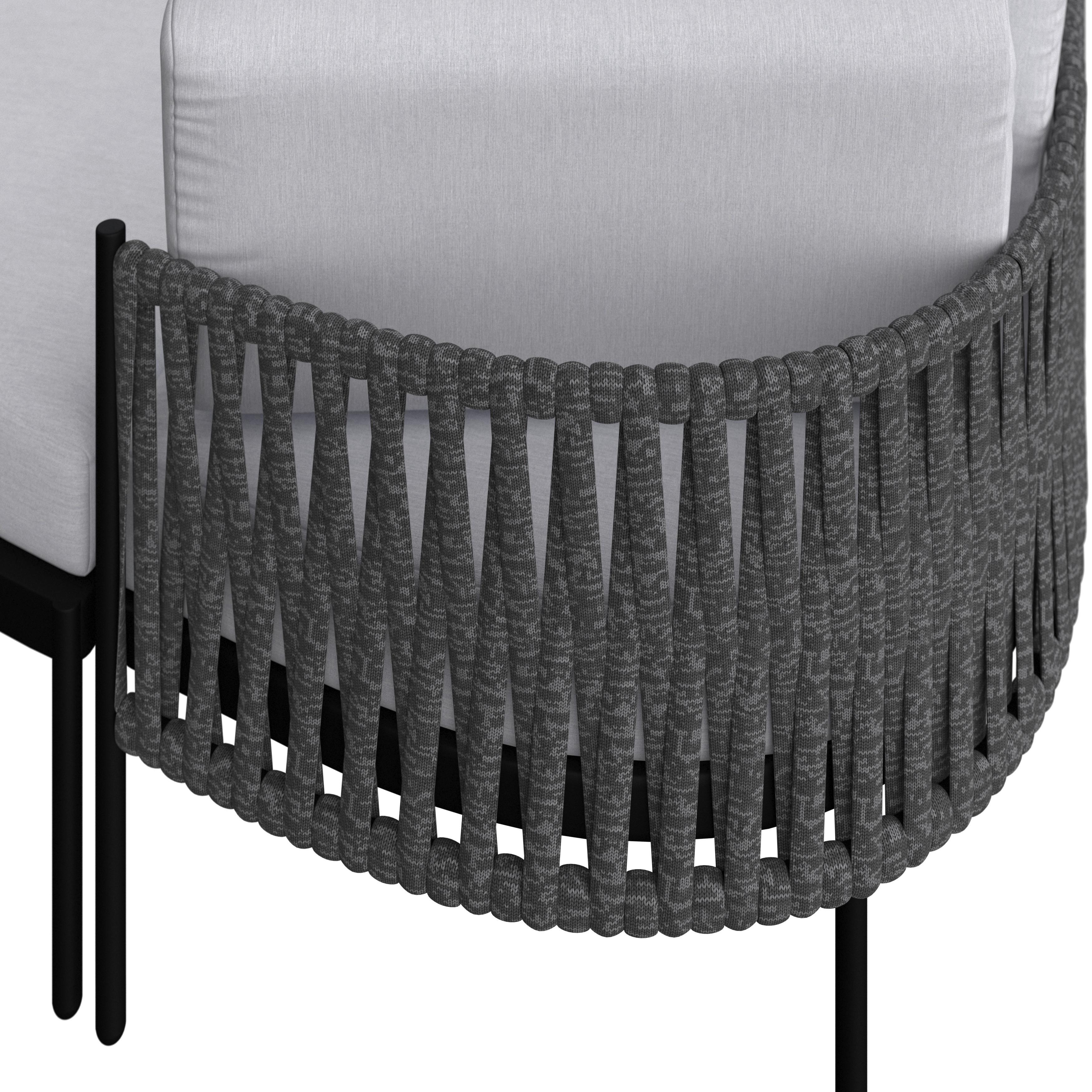 RUND SOLSÄNG LUCIEN - mörkgrå/ljusgrå, Modern, metall/textil (150/64/76cm) - Bessagi Garden