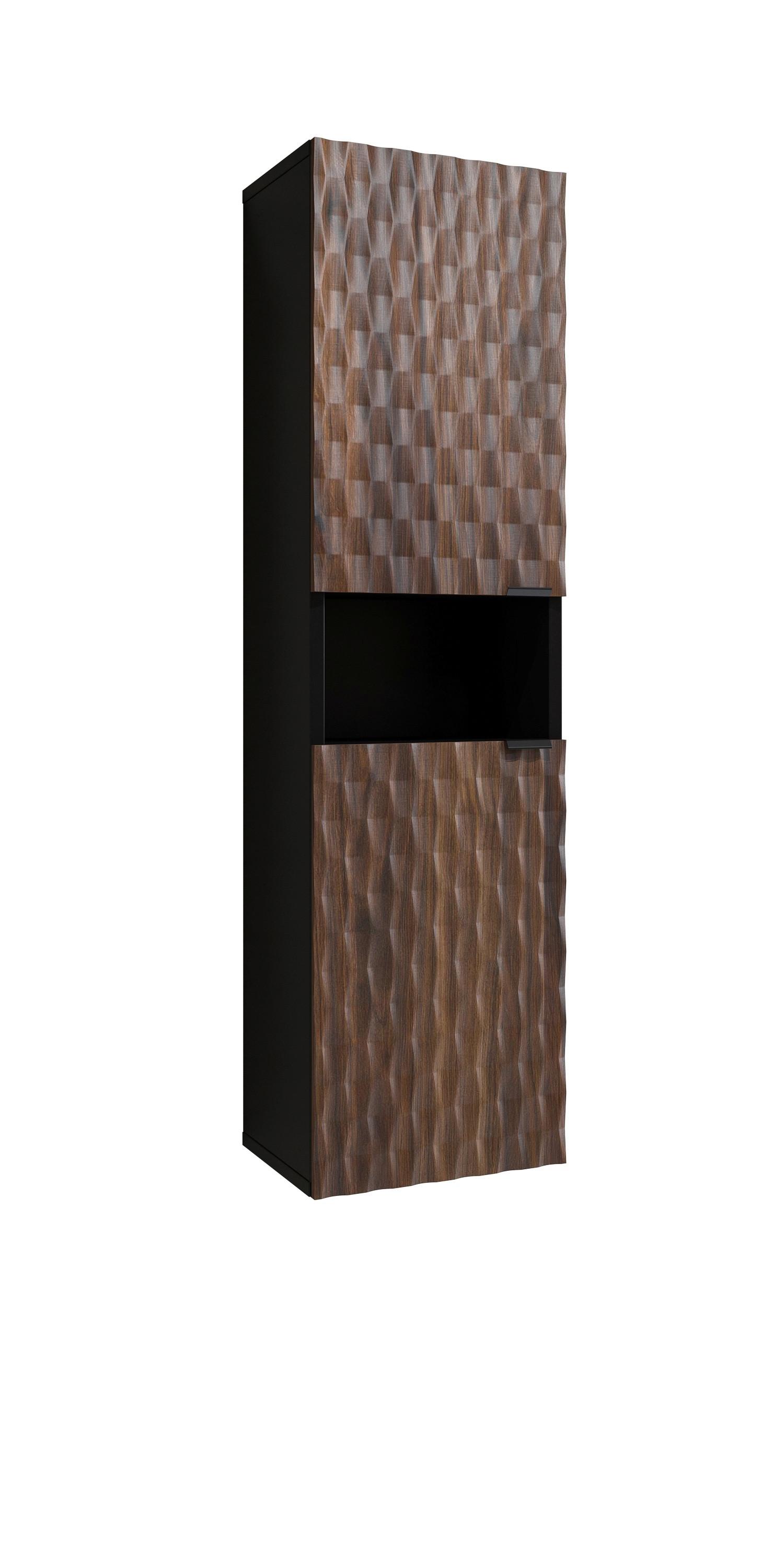 Faliszekrény Enzo - barna/fekete, Modern, műanyag/faalapú anyag (33/133/35cm)
