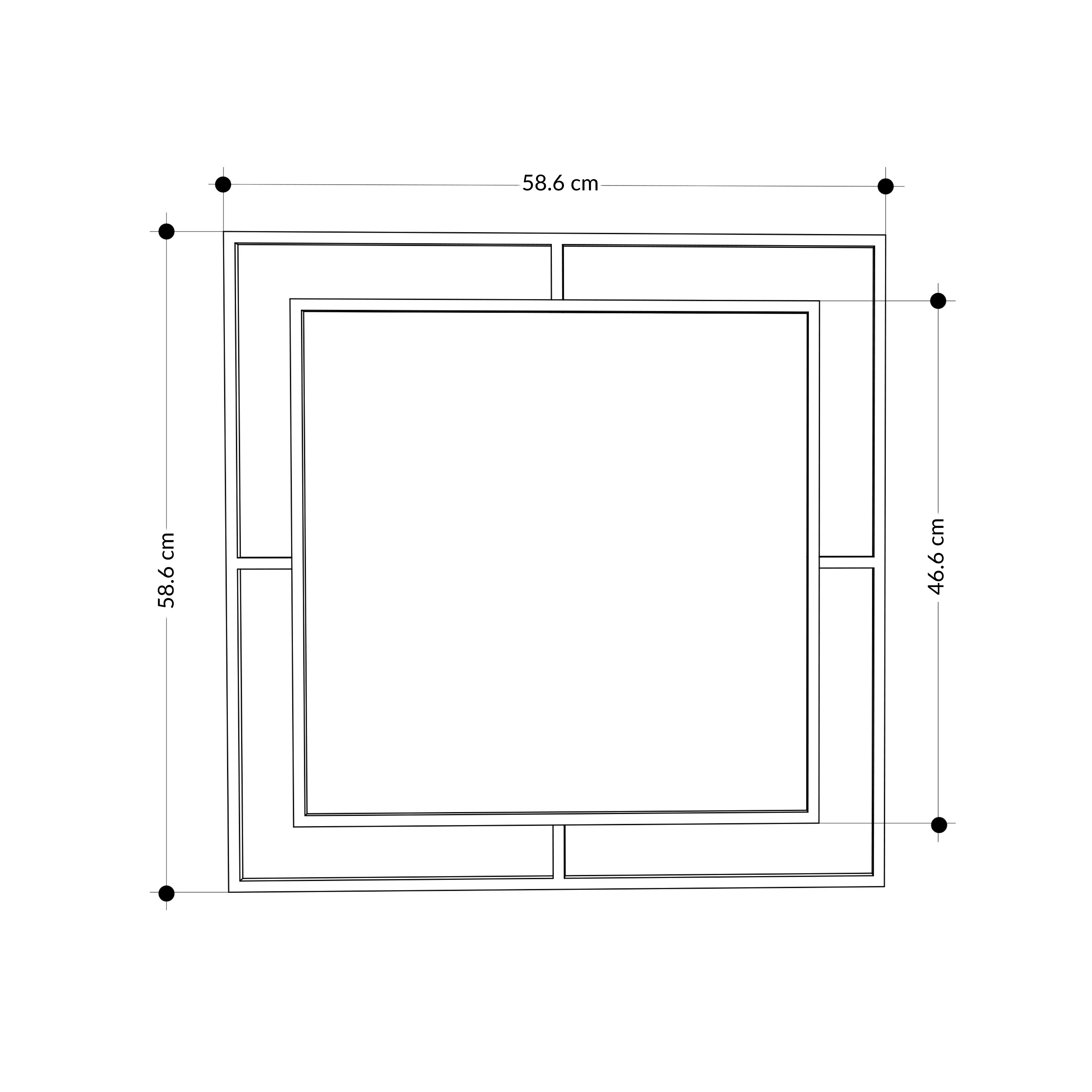 Spiegel Corner ca. 58x58 cm Schwarz - Schwarz, Design, Metall (58/58/2cm) - Livetastic