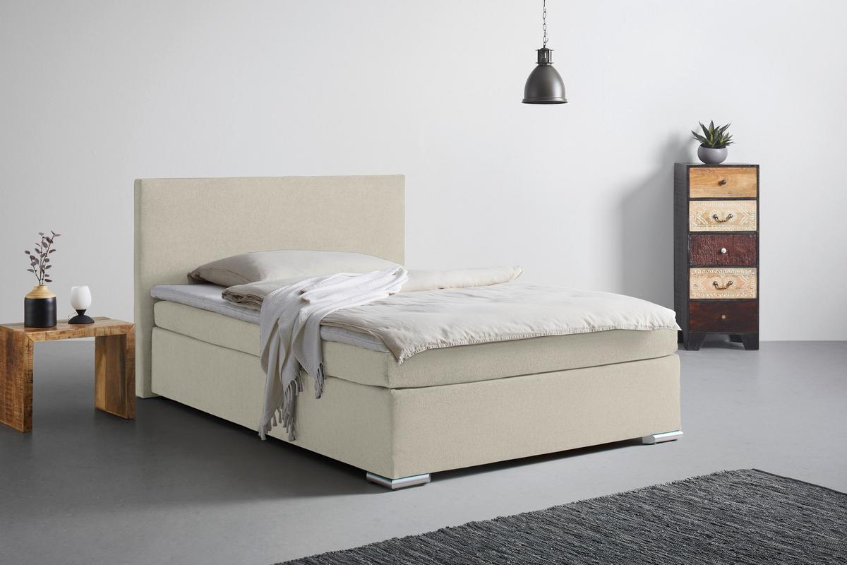 Boxspring Krevet Mira 2 - bež, Moderno, metal/tekstil (120/200cm) - Based