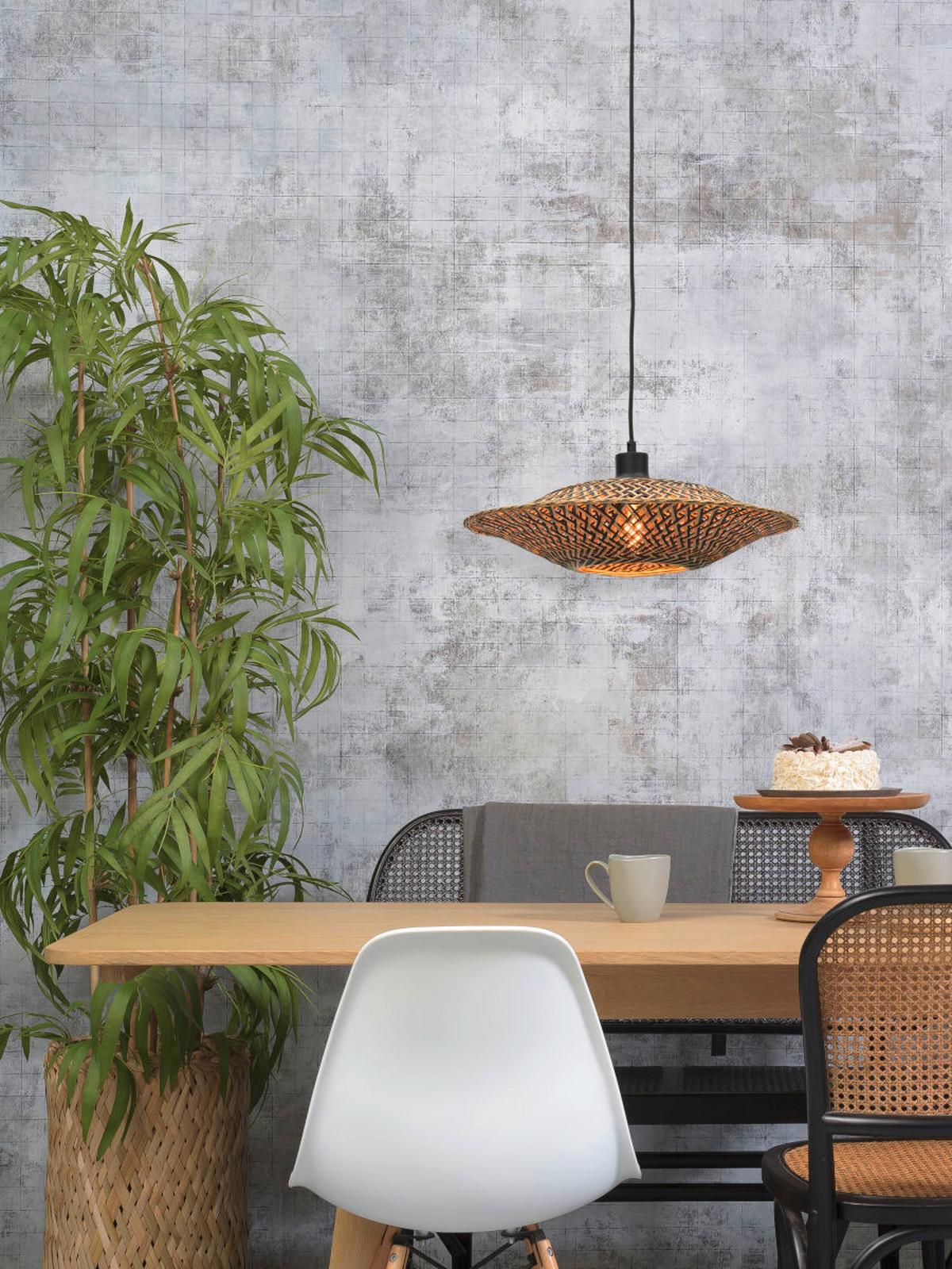 Hängeleuchte Bali in Schwarz/Braun max. 40 Watt - Hellbraun/Schwarz, Design, Naturmaterialien (44/12cm) - Good & Mojo