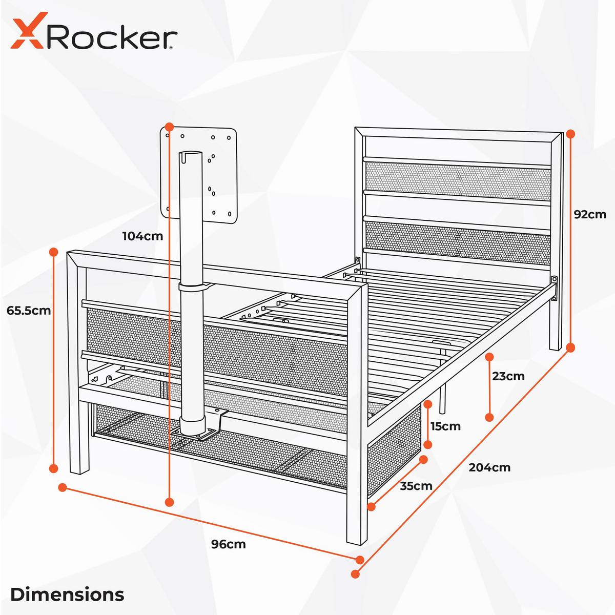 Gamingbett Basecamp 90x190cm Ohne TV Weiß - Weiß, MODERN, Metall (90/190cm) - X Rocker