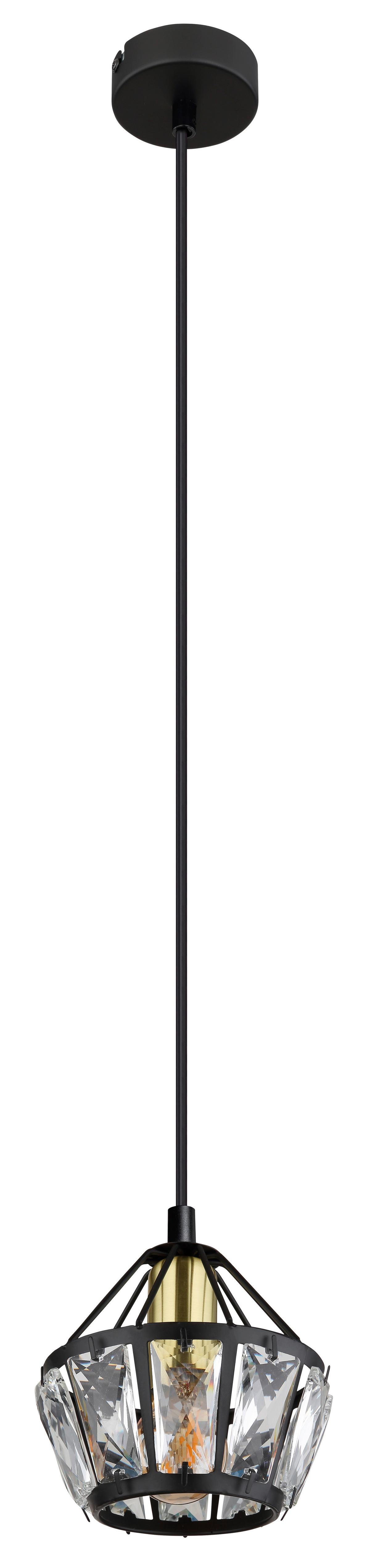 Hängeleuchte Lois Schwarz/Messingfarben max. 40W - Klar/Messingfarben, KONVENTIONELL, Glas/Kunststoff (12,5/150cm) - Globo
