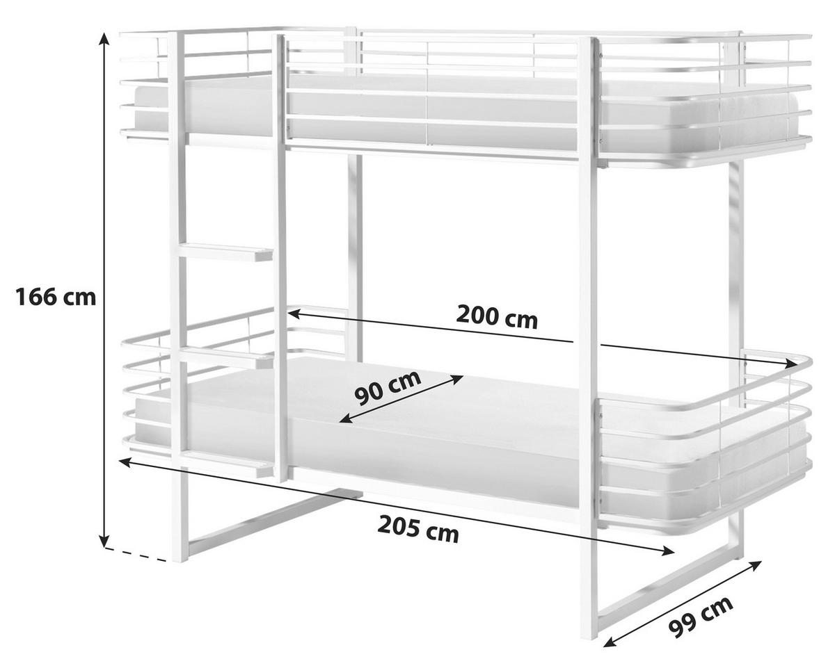 Etagenbett Oscar Schwarz inkl. Lattenrost ca. 90x200cm - Schwarz, KONVENTIONELL, Metall (90/200cm) - MID.YOU