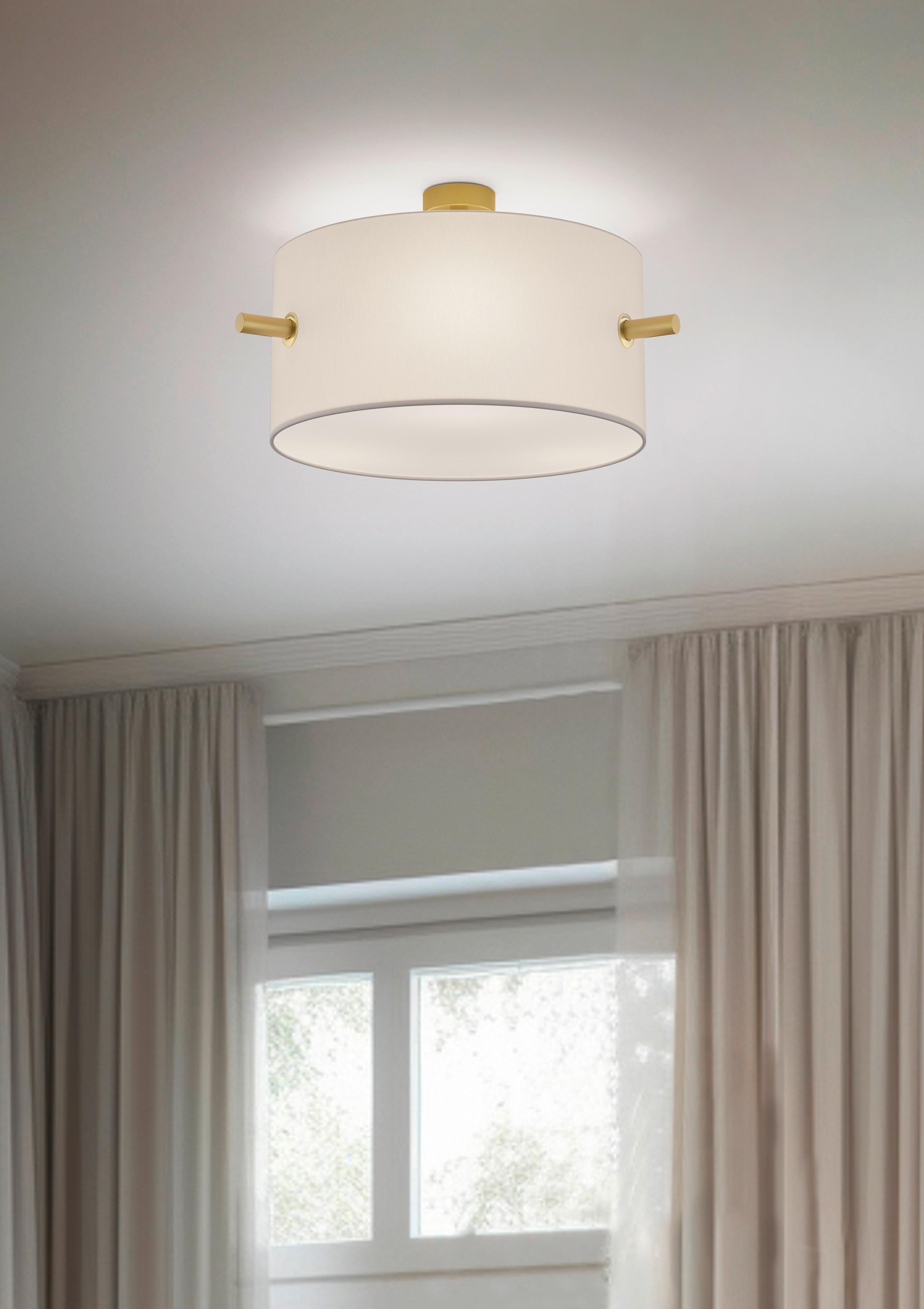 Deckenleuchte Camden Weiß/Messing max. 60 Watt - Messingfarben/Weiß, Basics, Textil/Metall (65,0/35,0cm) - Trio Leuchten