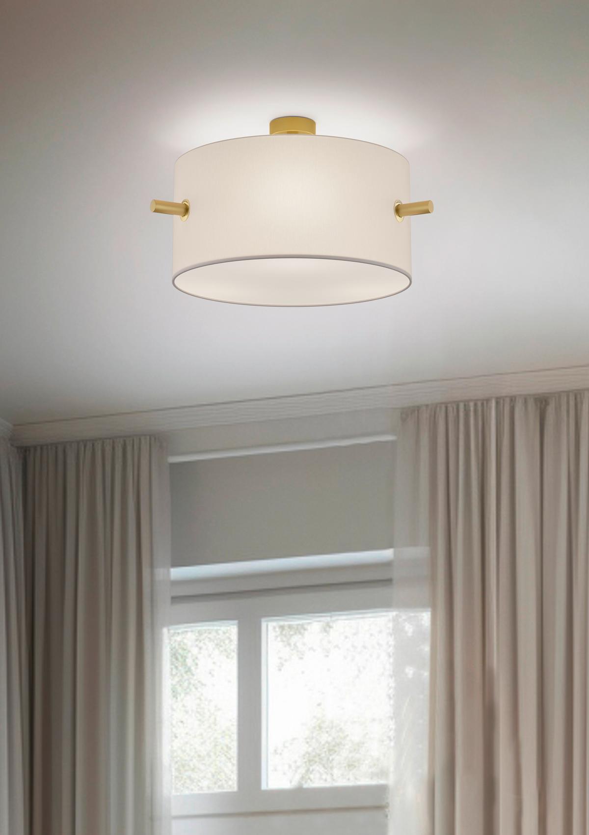 Deckenleuchte Camden Weiß/Messing max. 60 Watt - Messingfarben/Weiß, Basics, Textil/Metall (65,0/35,0cm) - Trio Leuchten