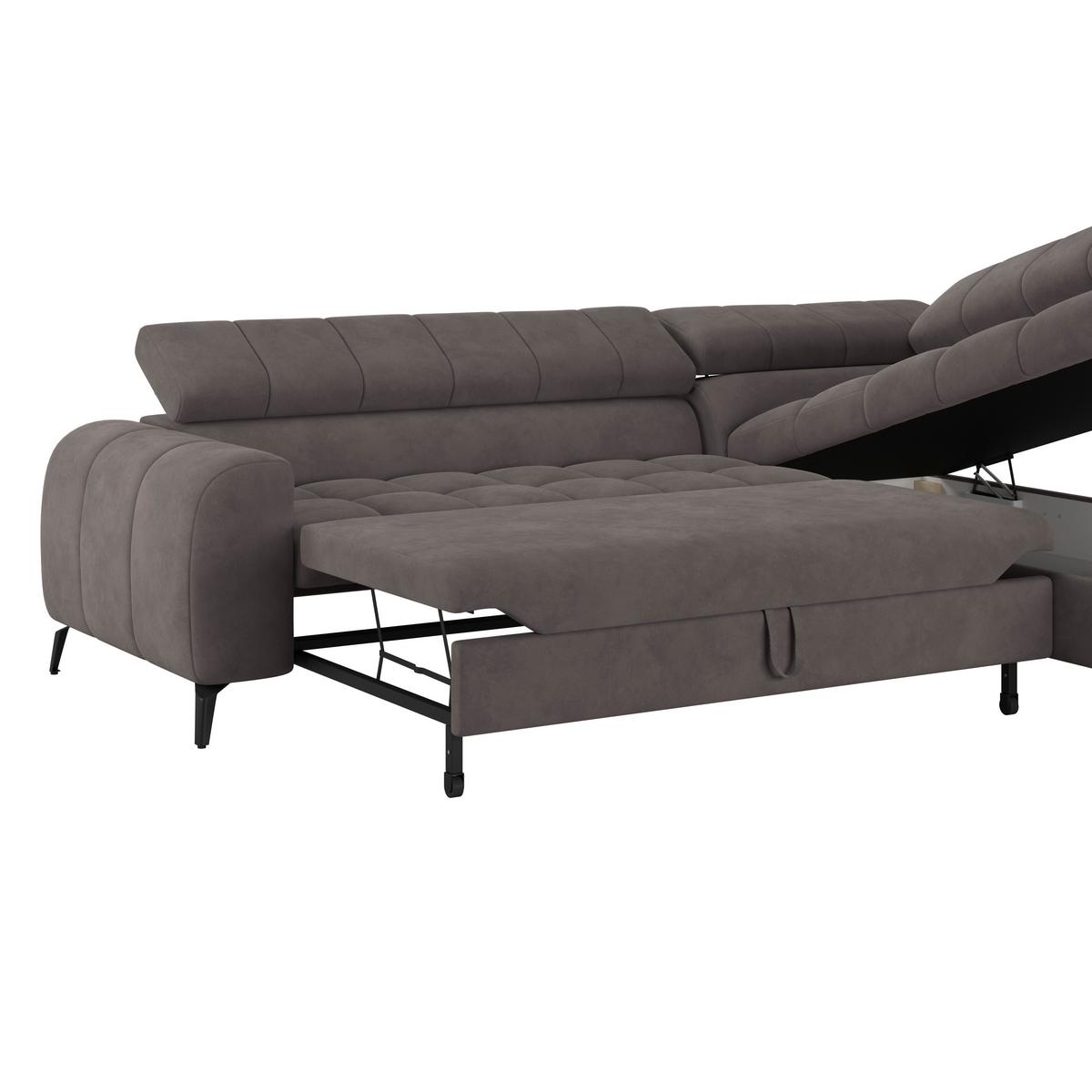 Kutna Garnitura Volf - boje grafita/tamno siva, Trend, tekstil/metal (261/203cm)
