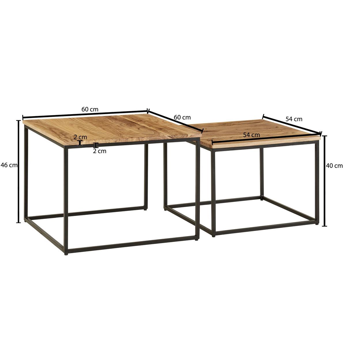 Klubska Miza Wl6.364 - črna/barve akacije, Moderno, kovina/les (60/60/46cm) - MID.YOU