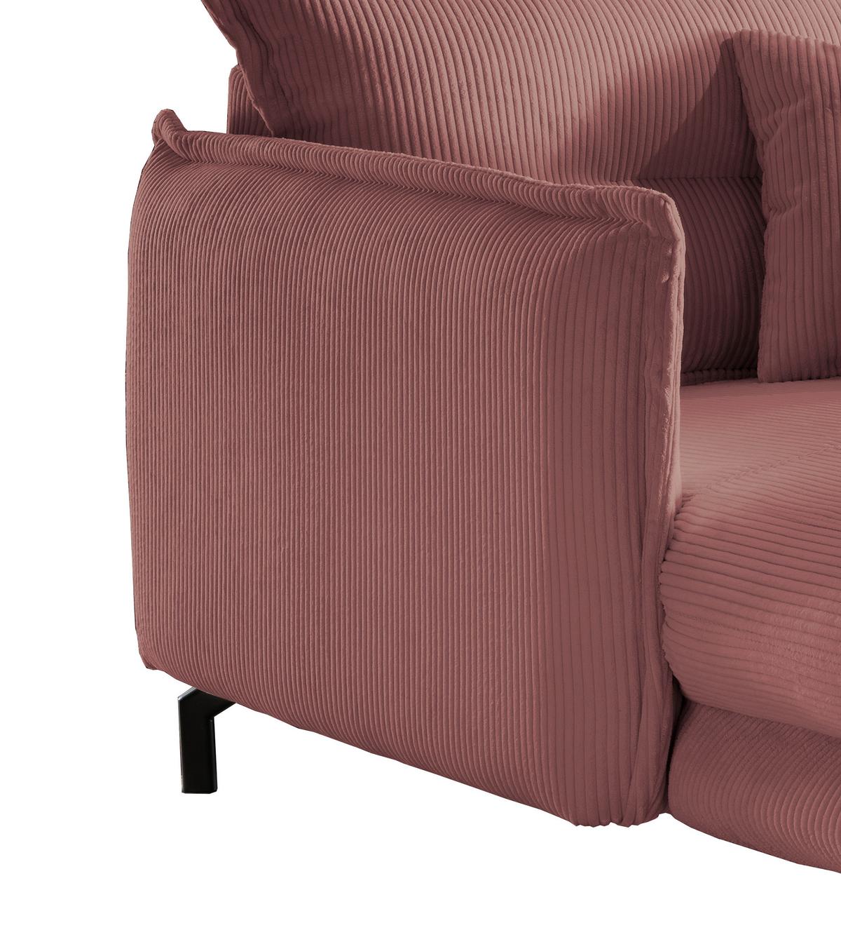 Wohnlandschaft Lava Rot Cord - Rot/Schwarz, MODERN, Textil/Metall (111/101/167cm) - Livetastic