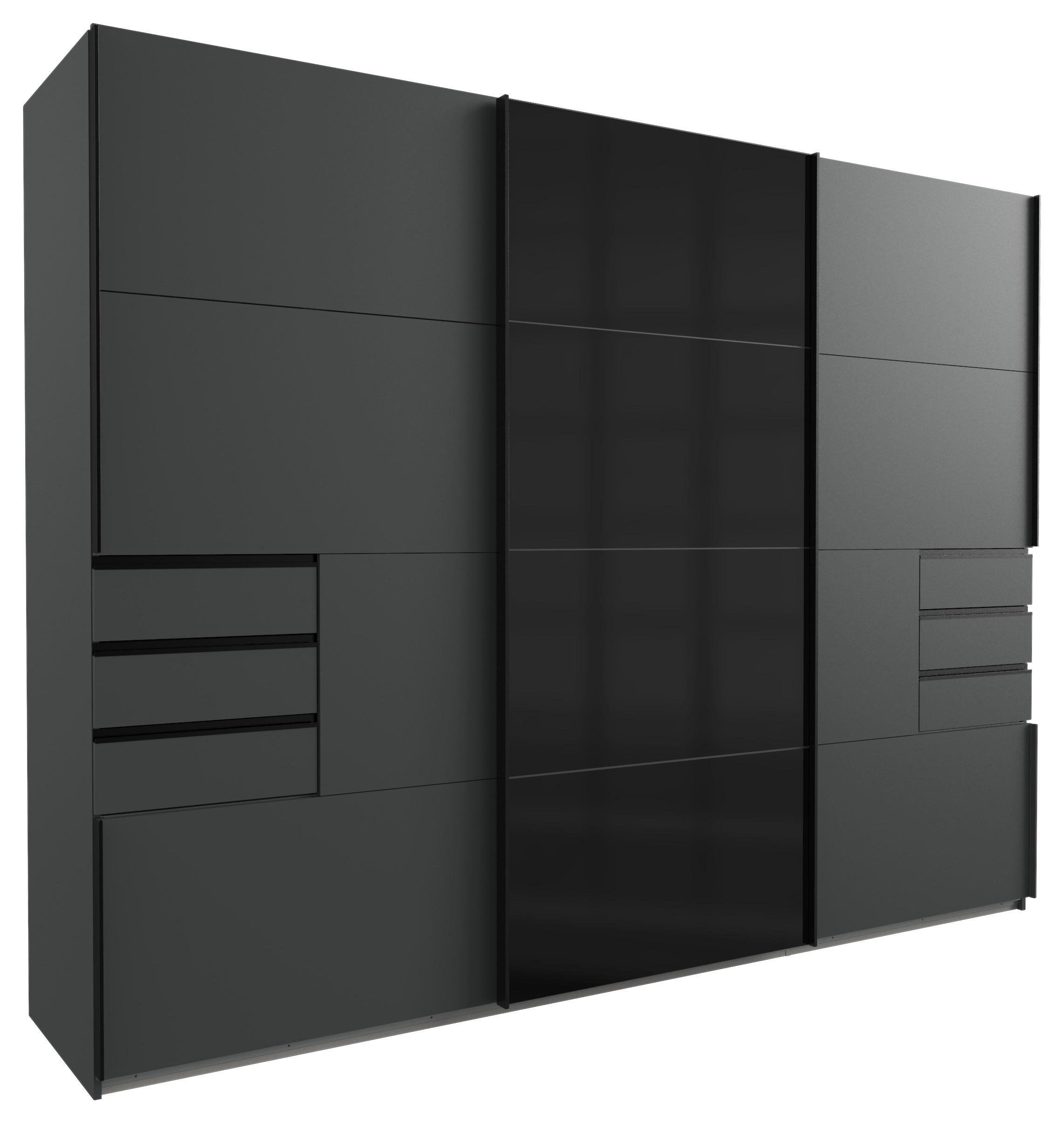 Schwebetürenschrank Saigon ca. 270x210 cm Graphit/Schwarz - Graphitfarben/Schwarz, KONVENTIONELL, Glas/Holzwerkstoff (270/210/64cm) - MID.YOU