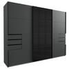 DULAP USI CULISANTE SAIGON - grafit/negru, Konventionell, sticlă/material pe bază de lemn (270/208/64cm) - Premium Living