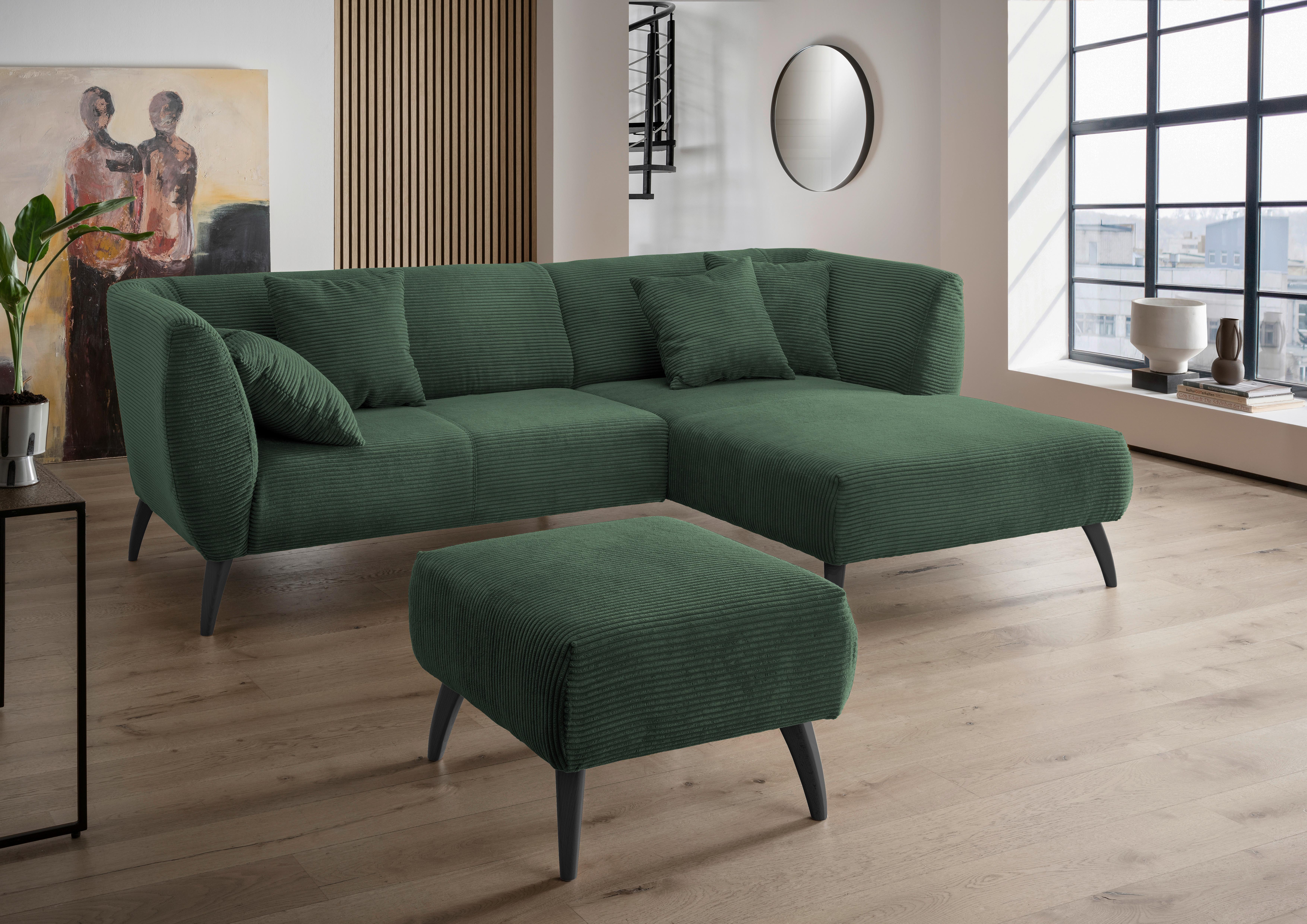 Hocker Colori Dunkelgrün Cord - Dunkelgrün/Schwarz, MODERN, Holz/Textil (66/44/66cm) - MID.YOU