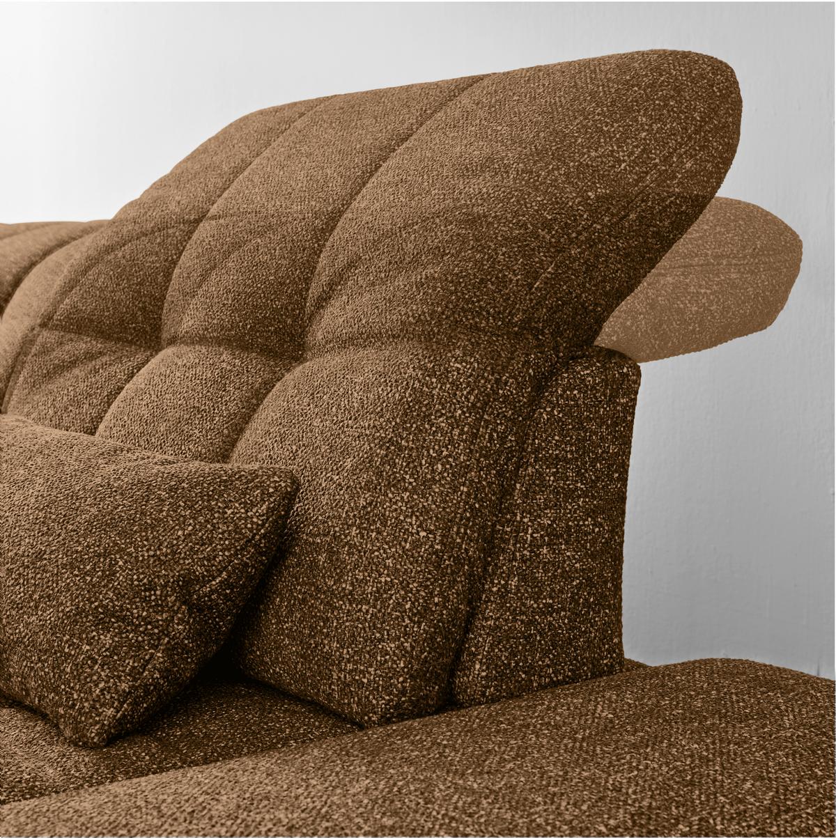 Wohnlandschaft Sanfino Cognac/Senfgelb - Chromfarben/Cognac, KONVENTIONELL, Holz/Textil (199/79-96/305cm) - Premium Living