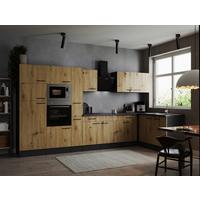 Kotna Kuhinja Z Aparati Oliver, 370x172cm - črna/siva, Design, kovina/leseni material (370/172cm) - Respekta