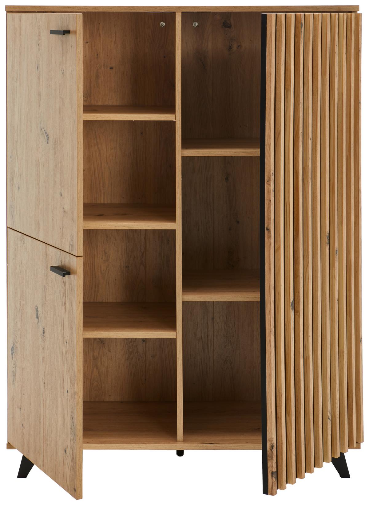 KOMODA WYSOKA SONJA - kolor dębowy/czarny, Lifestyle, materiał drewnopochodny/metal (93,5/126/40cm) - MID.YOU