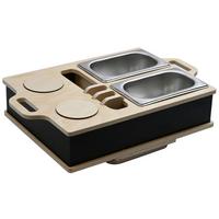 Couchbar Snacky in Natur/Schwarz/Silber - Silberfarben/Schwarz, MODERN, Holz/Metall (42,2/27/11,5cm) - Mömax