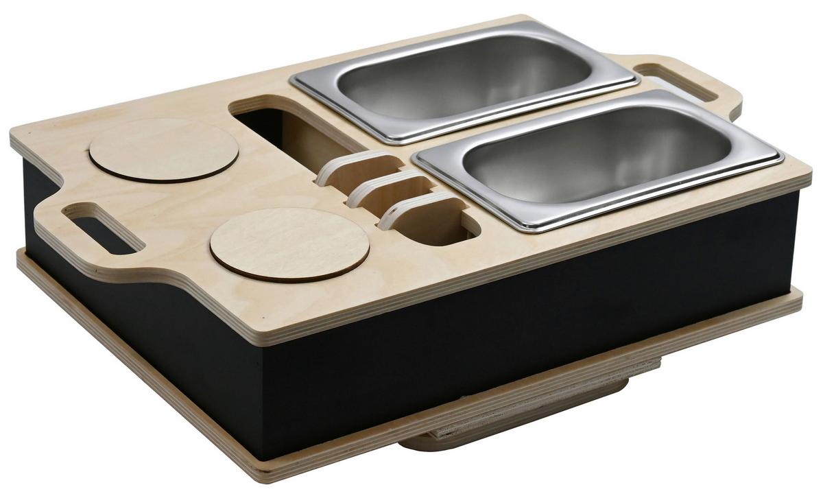 Couchbar Snacky in Natur/Schwarz/Silber - Silberfarben/Schwarz, MODERN, Holz/Metall (42,2/27/11,5cm) - Mömax