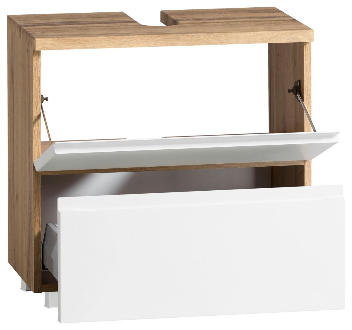 Waschbeckenunterschrank Varese ca. 60x59 cm Weiß/Eiche - Eiche Wotan/Weiß, MODERN, Holzwerkstoff (60/59/35cm) - Held