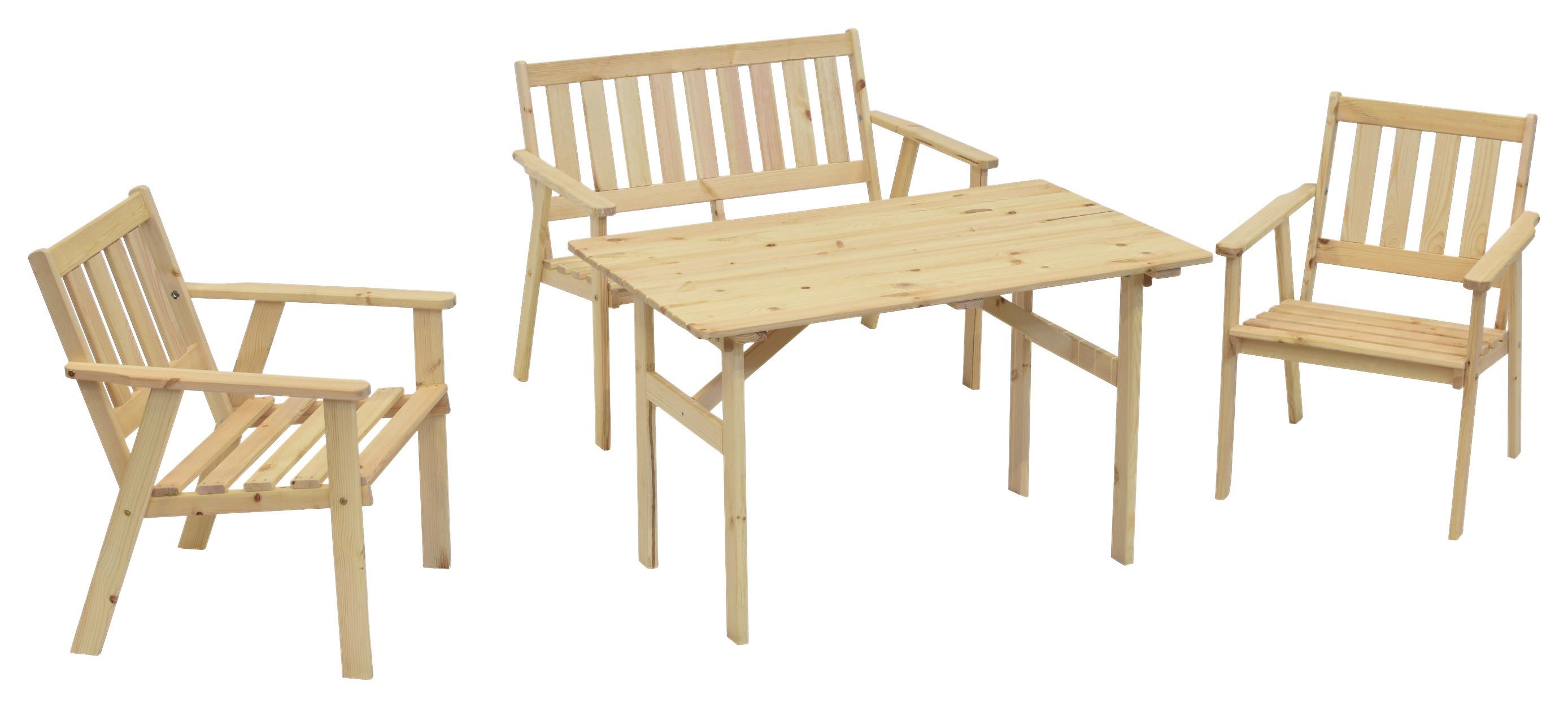 Gartenset Sylt 4-tlg. Kiefer massiv - Naturfarben, MODERN, Holz - Gardenson