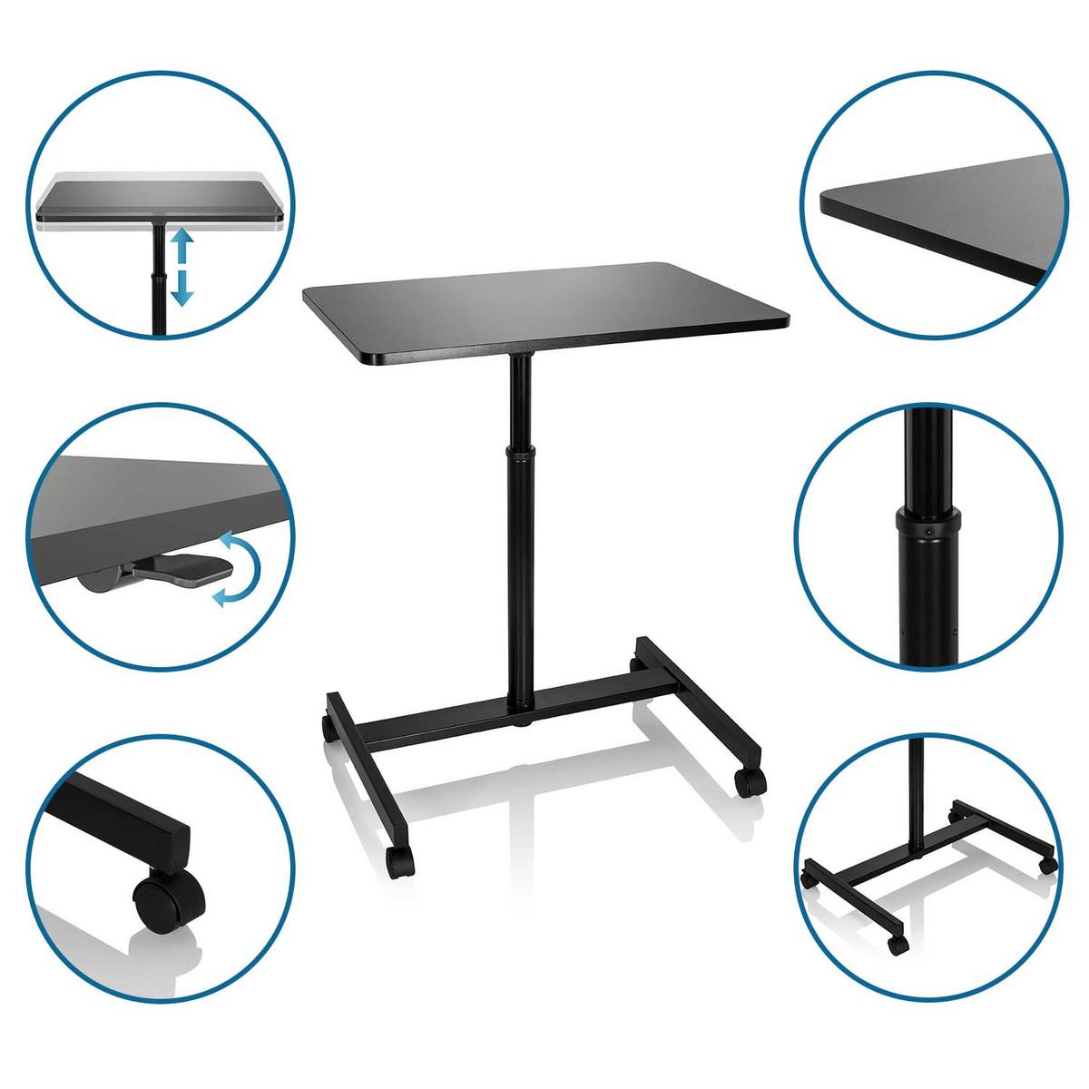 Dvižna Miza Stand Vm-su, Črna - črna, Basics, kovina/leseni material (70/48/80-114cm) - MID.YOU