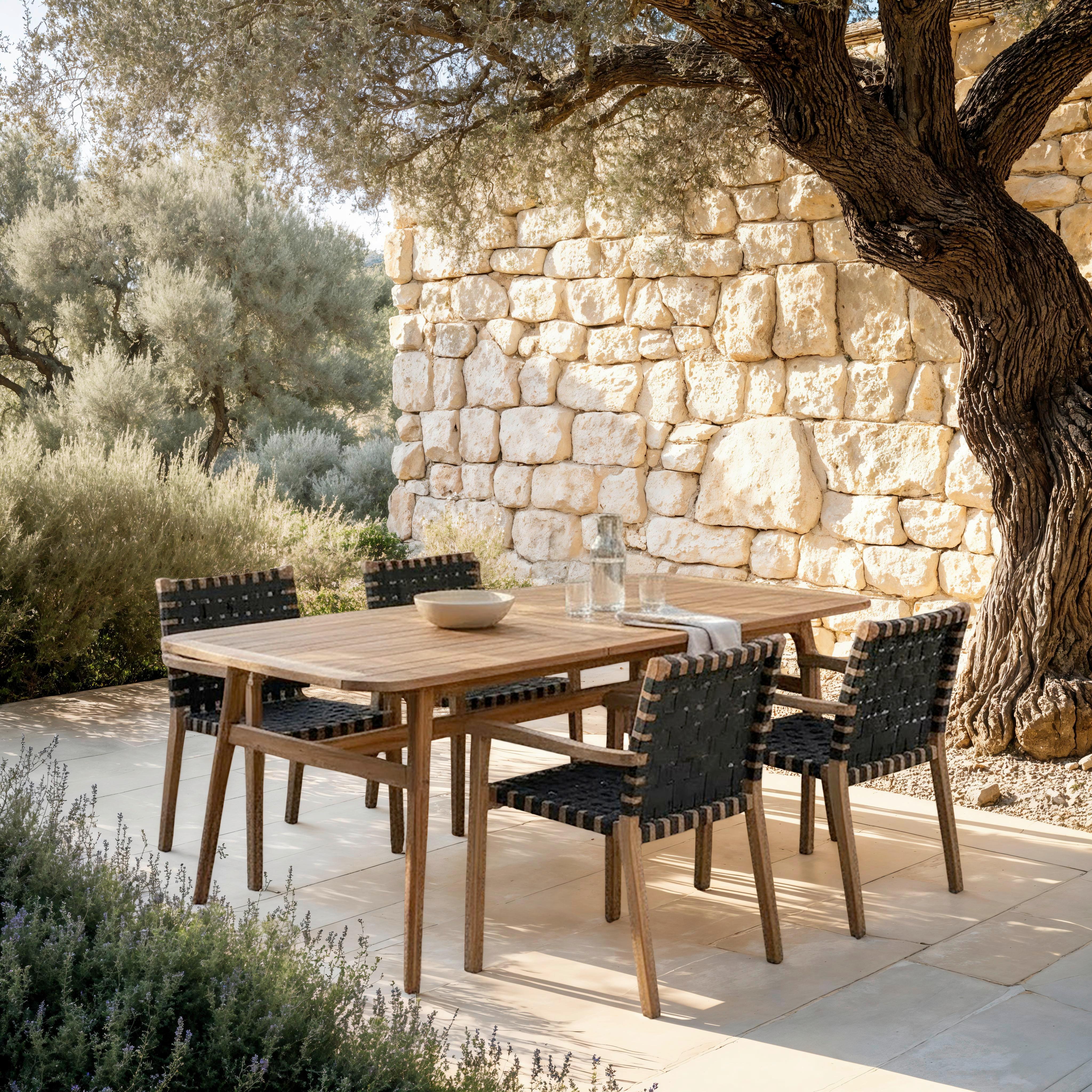 Masă Nicola - culoare lemn tec, Modern, lemn (160-200/100/74,5cm) - Bessagi Garden