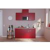 Miniküche Economy m. Geräten B: ca. 150cm Rot/Eichefarben - Rot, Basics, Holzwerkstoff (150cm) - Respekta