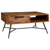COUCHTISCH NISHAN - Sheeshamfarben/Schwarz, Design, Holz/Metall (87/41/55cm) - MID.YOU