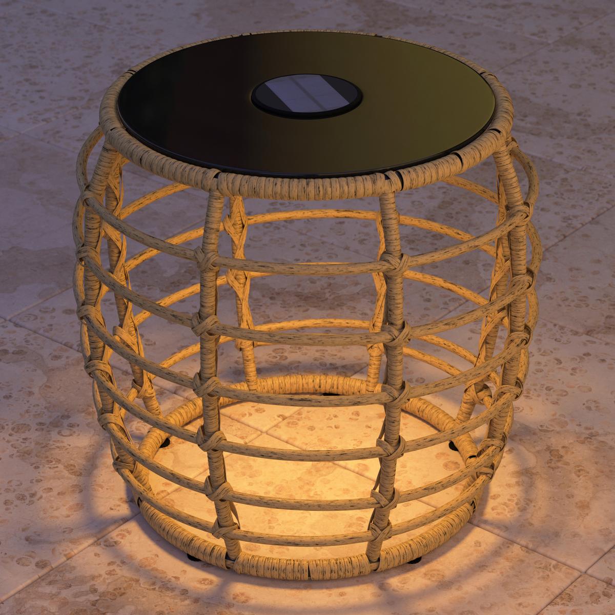 BALKONSET LENI 1 - Beige/Schwarz, Modern, Glas/Kunststoff (56/62/72cm) - Mömax