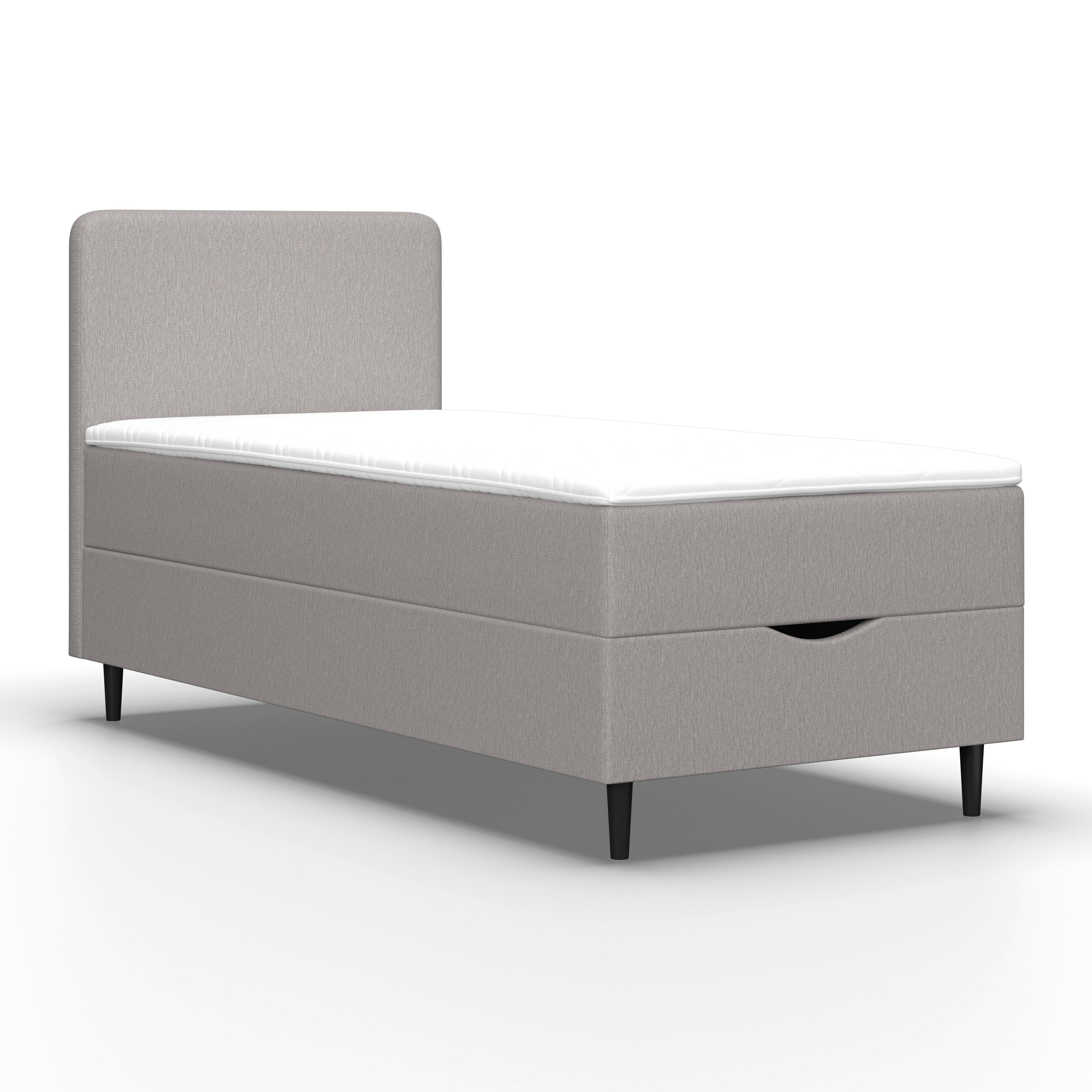 Postelja Z Vzmetnico Vida, Siva, Nadvložek, 90x200 - siva/črna, Moderno, umetna masa/tekstil (90/200cm) - Bessagi Home