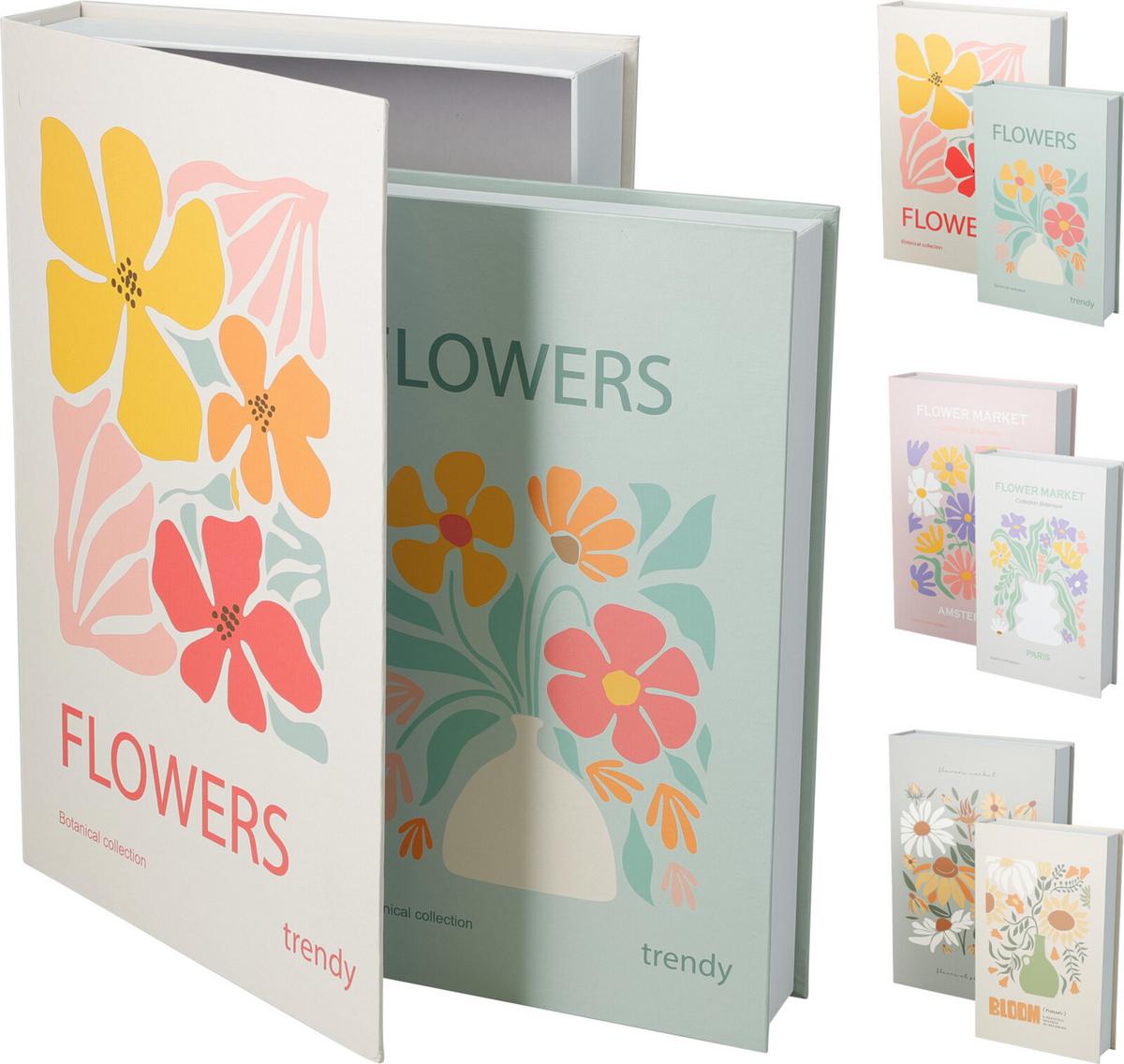 Tárolódoboz 2db/csomag Flowers - többszínű, Basics, papír