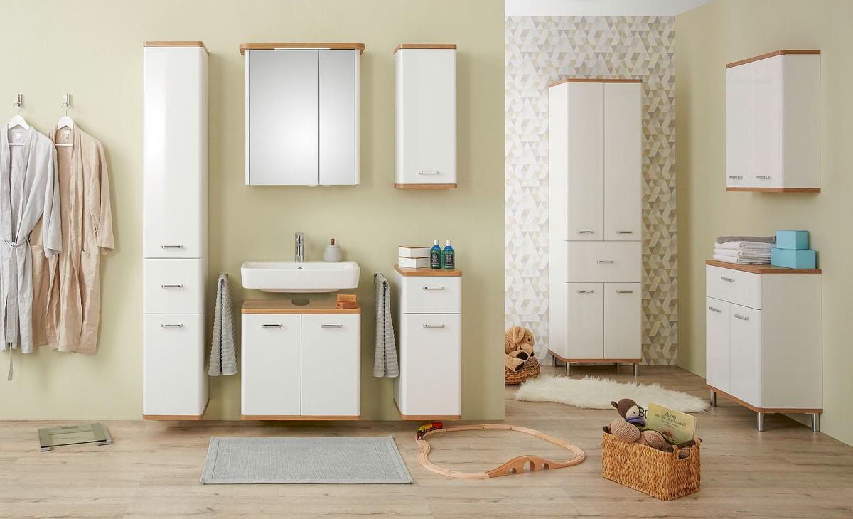SZAFKA POD UMYWALKĘ NALA - kolor dębowy/biały, Konventionell, materiał drewnopochodny (60/53/33cm) - Xora