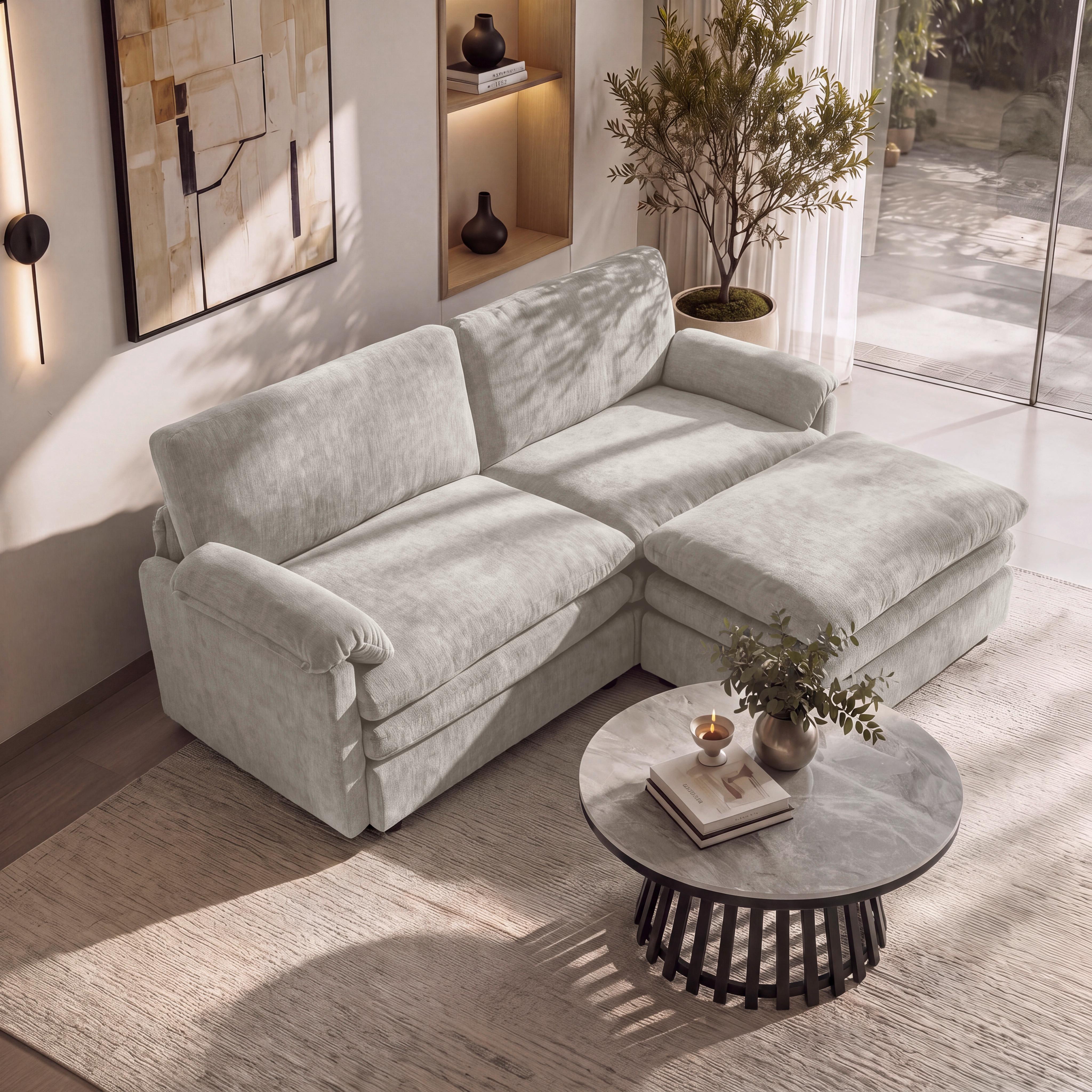 SOFFA ALESSIA - grå/svart, Modern, trä/textil (188/137cm) - Bessagi Home